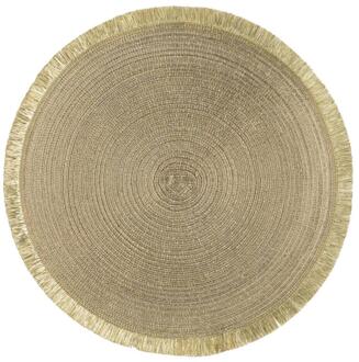 Op=Op | Leen Bakker - Placemat Zoë Met Franjes - Goudkleur - Ø35 Cm - Polyester - Goudkleurig