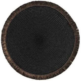 Op=Op | Leen Bakker - Placemat Zoë Met Franjes - Ø35 Cm - Polyester - Zwart