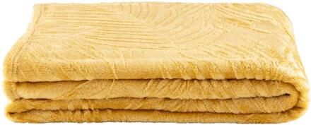 Op=Op | Leen Bakker - Plaid Ray - Oker - 130x170 Cm - Polyester - Geel