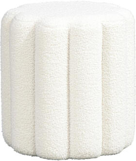 Op=Op | Leen Bakker - Poef Bilbao - 40xØ38 Cm - Stof - Wit