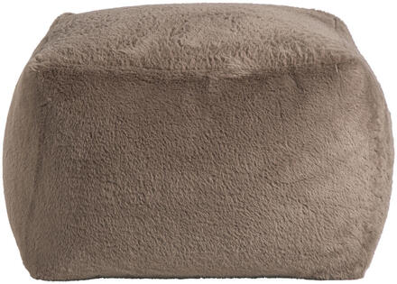 Op=Op | Leen Bakker - Poef Hein - 30x40x40 Cm - Polyester - Taupe