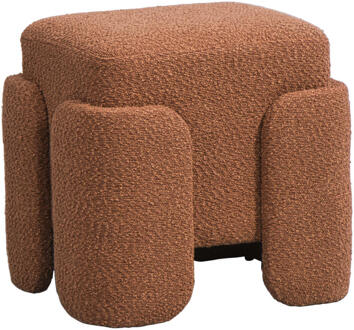 Op=Op | Leen Bakker - Poef Lorca - 40xØ37 Cm - Stof - Bruin