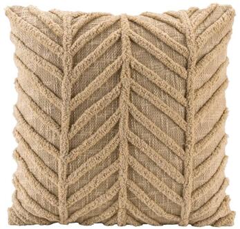 Op=Op | Leen Bakker - Sierkussen Boas- Camel - 45x45 Cm - Polyester - Wit