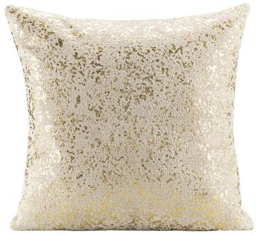 Op=Op | Leen Bakker - Sierkussen Filine - Zand/goud - 45x45 Cm - Polyester - Wit#Goudkleurig