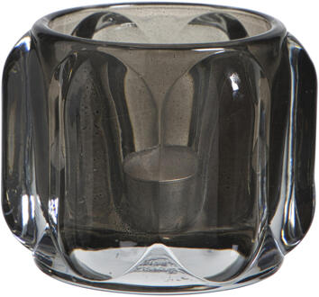 Op=Op | Leen Bakker - Theelichthouder Mila - 6,5xØ8 Cm - Glas - Grijs - H6.5 Cm