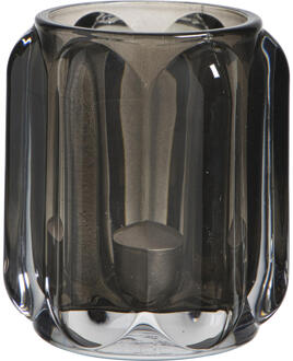 Op=Op | Leen Bakker - Theelichthouder Mila - 9,3xØ8,5 Cm - Glas - Grijs - H9.3 Cm