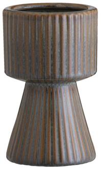 Op=Op | Leen Bakker - Vaas Ribe - - 19,5xØ12 Cm - Keramiek - Bruin - B19.5 Cm