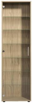Op=Op | Leen Bakker - Vitrinekast Ansio - Naturel - 172x50x30 Cm - Spaanplaat/Glas - Beige