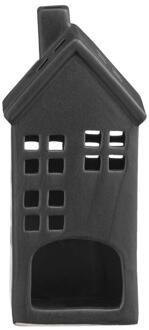 Op=Op | Leen Bakker - Waxinelichthouder Huis - 17,5x8x7 Cm - Keramiek - Zwart