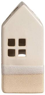 Op=Op | Leen Bakker - Waxinelichthouder Huis - 20x9x7 Cm - Keramiek - Beige
