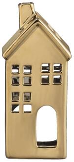 Op=Op | Leen Bakker - Waxinelichthouder Huis - Goudkleur - 17,5x8x7 Cm - Keramiek - Goudkleurig