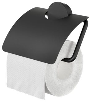 Opal Toiletrolhouder - Met klep - Zwart