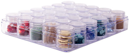 Opberg/sorteer doos - 30 losse potjes - met deksel -16 cm - voor kleine hobbymaterialen