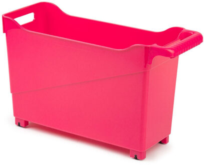 Opberg trolley met wieltjes - fuchsia roze - kunststof - 45 x 17 x 29 cm - organiser - Opberg trolley