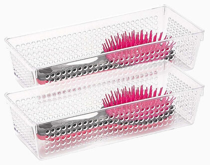 Opbergbakje - 8x stuks - mandje - organizer - 26x11 cm - transparant