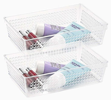 Opbergbakje - Pakket van 5x stuks - mandje - organizer - 23,5x15,5 cm - transparant