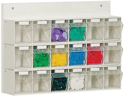 Opbergbakstelling | H410xB600xD108mm | 18 x B | kunststof wit | 1 stuk - 1551814 1551814