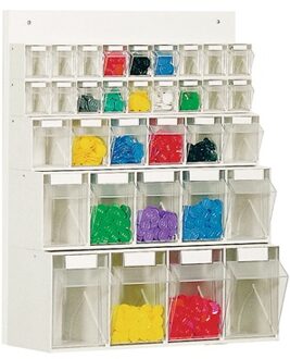 Opbergbakstelling | H684xB600xD185mm | 18 x A, 6 x B, 5 x C, 4 x D | kunststof wit | 1 stuk - 1573313 1573313