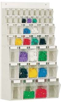 Opbergbakstelling | H960xB600xD185mm | 18 x A, 12 x B, 10 x C, 4 x D | kunststof wit | 1 stuk - 1564413 1564413