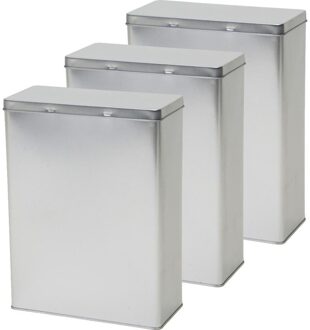 Opbergblik/bewaarblik - 3x - zilver - 19 x 9 x 25 cm - Voorraadblikken - Voorraadbussen