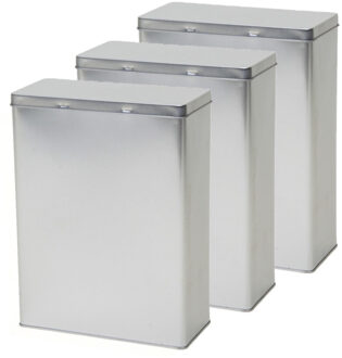 Opbergblik/bewaarblik - 5x - zilver - 19 x 9 x 25 cm - Voorraadblikken - Voorraadbussen