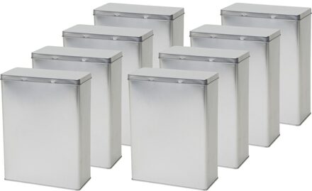 Opbergblik/bewaarblik - 8x - zilver - 19 x 9 x 25 cm - Voorraadblikken - Voorraadbussen