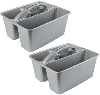Opbergbox - 2x - kunststof - 6L - met handvat - opbergdoos - mand - Opbergbakken
