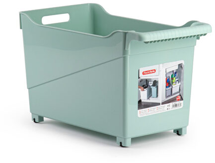 Opbergbox - groen - 45 x 24 cm - kunststof - op wieltjes