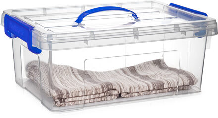 Opbergbox met deksel - blauw - 12.5L - kunststof