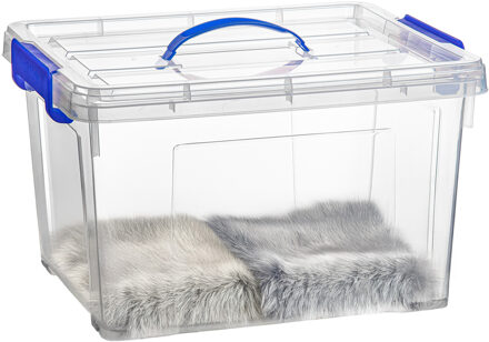 Opbergbox met deksel - blauw - 23.5L - kunststof