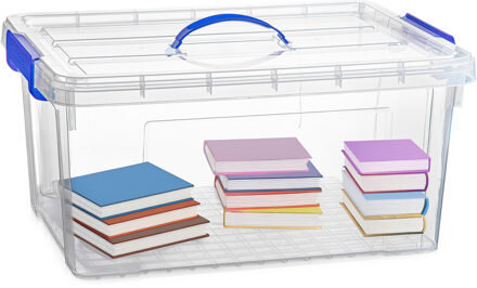 Opbergbox met deksel - blauw - 34L - kunststof