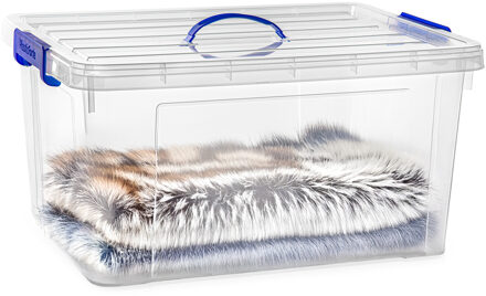 Opbergbox met deksel - blauw - 54L - kunststof