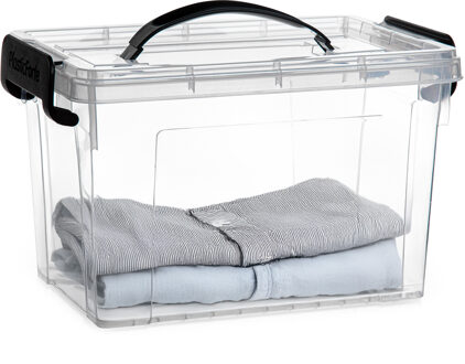 Opbergbox met deksel - grijs - 6L - kunststof