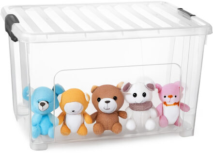 Opbergbox met deksel - transparant - 47L - kunststof