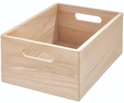 Opbergbox met Handgrepen, 25.5 x 38 x 15 cm, Paulownia Hout, Beige