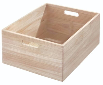 Opbergbox met Handgrepen, 38 x 46 x 20.5 cm, Paulownia Hout, Beige