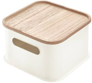 Opbergbox met Handvat en Deksel, 21.3 x 21.3 x 12.7 cm, Paul Beige