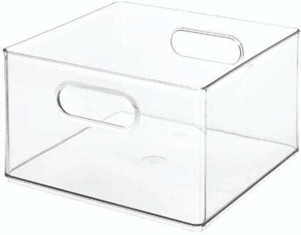 Opbergbox met Handvaten, 25.4 x 25.4 x 15.2 cm, Kunststof, T Transparant