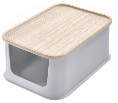 Opbergbox met Opening en Deksel, 21.3 x 30.2 x 12.7 cm, Kuns Grijs