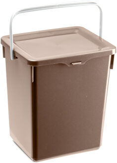 Opbergbox of keuken GFT afval bakje - kunststof - met deksel - beige - 5 Liter