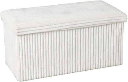 Opbergbox teddy rib rechthoekig - wit - 38x76x38 cm