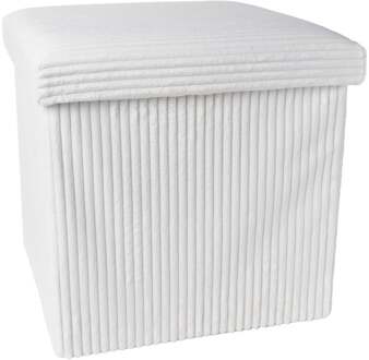 Opbergbox teddy rib vierkant - wit - 38x38x38 cm