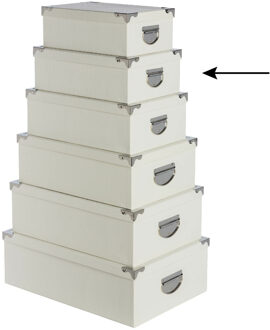 Opbergdoos/box - ivoor wit - L32 x B21.5 x H12 cm - Stevig karton - Crocobox - Opbergbox