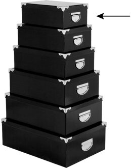 Opbergdoos/box - zwart - L28 x B19.5 x H11 cm - Stevig karton - Blackbox - Opbergbox