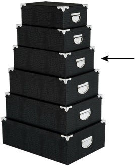 Opbergdoos/box - zwart - L36 x B24.5 x H12.5 cm - Stevig karton - Crocobox - Opbergbox