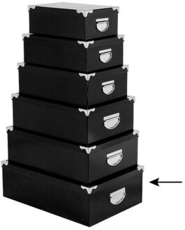 Opbergdoos/box - zwart - L48 x B33.5 x H16 cm - Stevig karton - Blackbox - Opbergbox