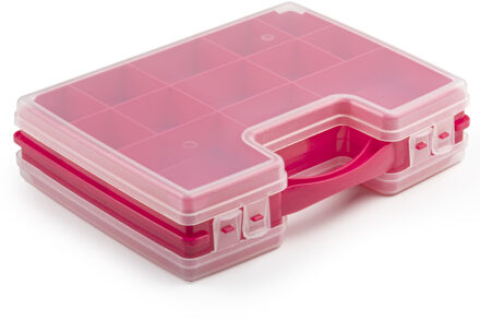Opbergdoos - roze - kunststof - 28 x 21 cm - opbergbox/sorteerdoos Fuchsia