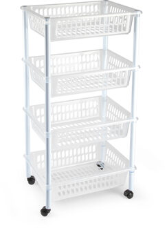 Opberger/organiser trolley/roltafel met 4 manden 85 cm transparant - Opberg trolley