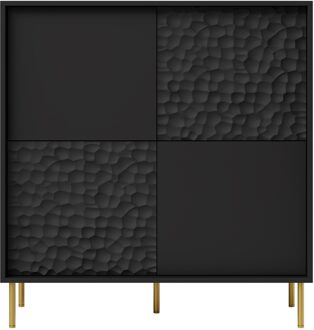 Opbergkast Bullet mat zwart 100 cm breed Zwart,Goud