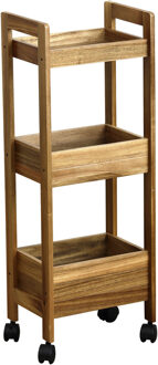 Opbergkast - hout - trolley - 3 vakken - 79 x 28,5 x 21 cm